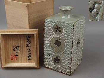 Amazon.co.jp: 【骨董茶道具】益子焼人間国宝島岡達三象嵌方壷角
